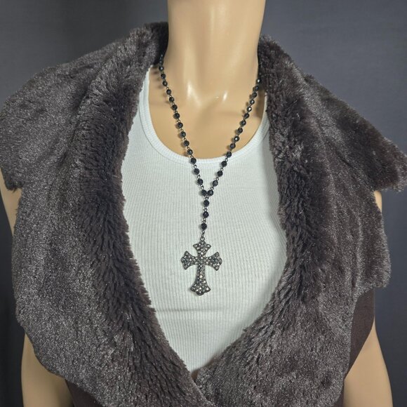 Y2K brown Faux suede Faux Fur Collar Vest Size M EUR 40 Boho Grunge festival - Picture 4 of 11